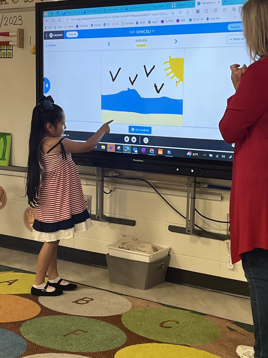 Thank you <a href="/LoriStuart2/">Lori Stuart</a> for introducing NearPod to my kinders, while furthering their knowledge of characters &amp; setting💕 they LOVED the interactive ability that it has + drawing their own beach setting (some incorporated Mrs. Belcher sitting on the beach) <a href="/OGSTEAM_Kinder/">Kinder Oak Grove STEAM Academy</a> 🏖️✨