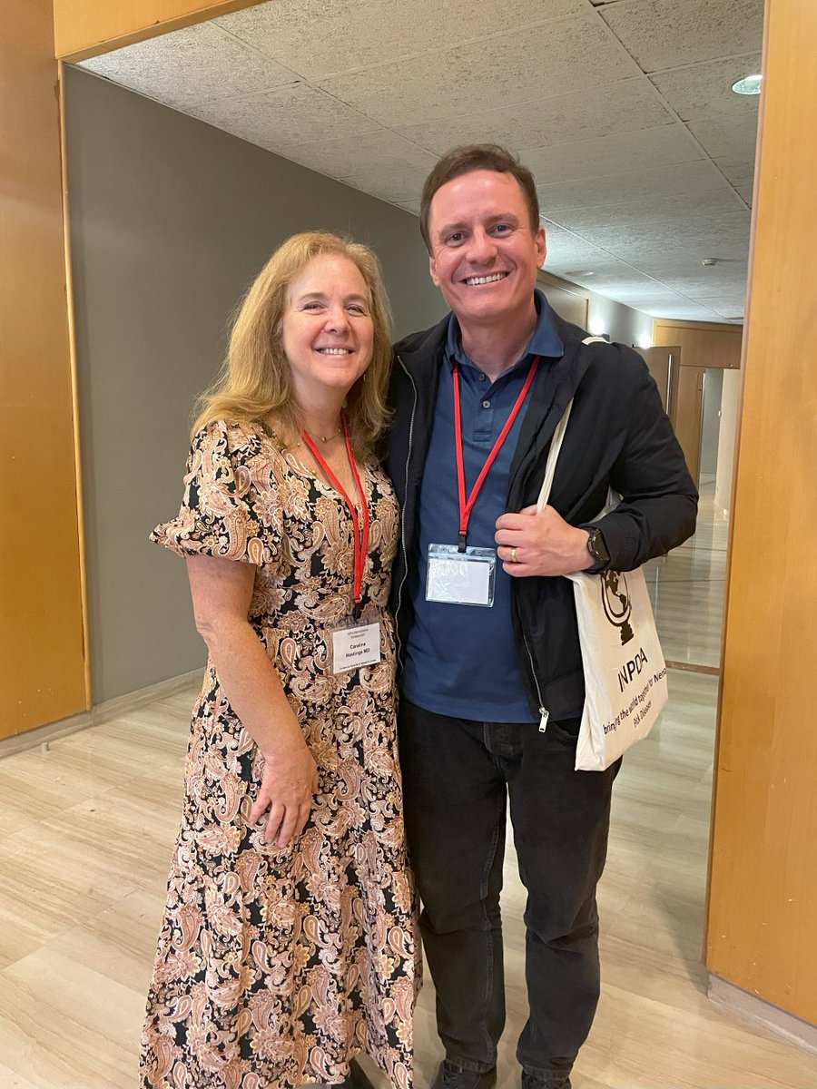 Cyclodexpert's tweet photo. Gathered at #INPDATarragona23 are Dr. Hastings and Dr. Camilo Vieria. Through their driven collaboration with patients and families, they were the first to treat #NiemannPick patients with cyclodextrin! We are proud to have them be a part of the #NPC community. #INPDATogether https://t.co/ZTxw4rgARu