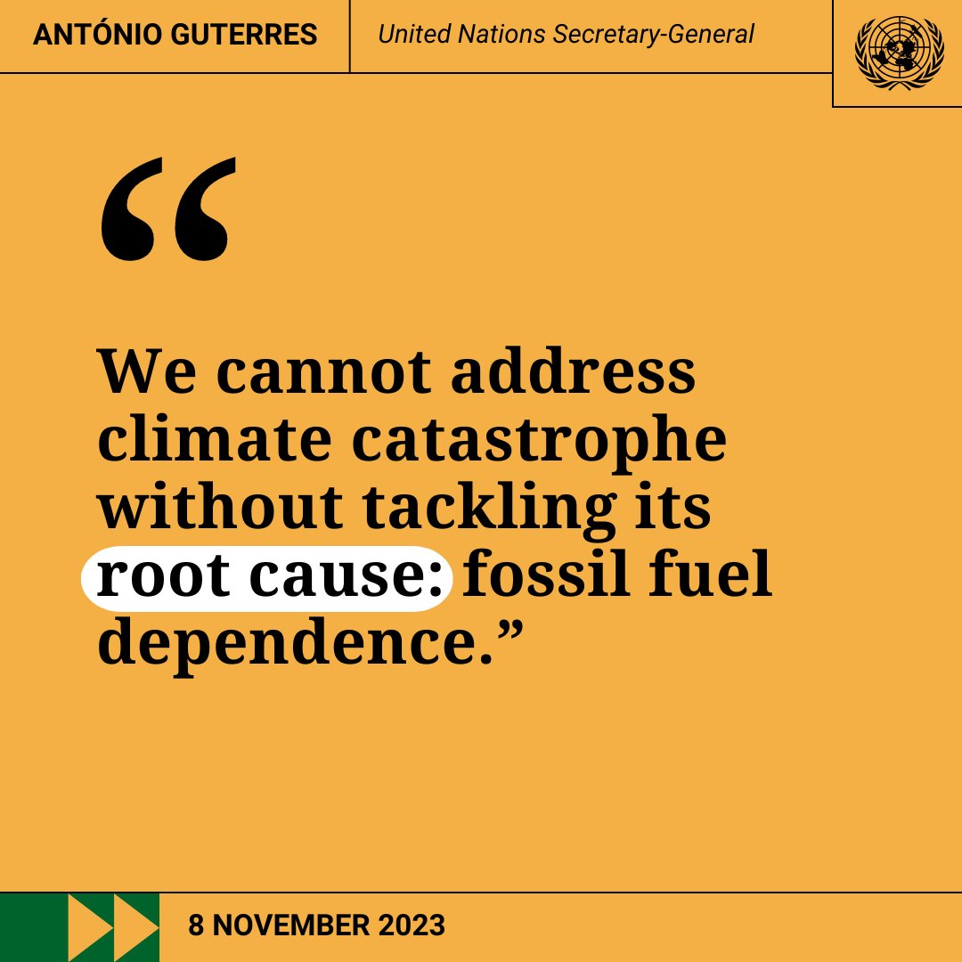 United Nations (@un) on Twitter photo “We need credible commitments to ramp up renewables, phase out fossil fuels, and boost energy efficiency, while ensuring a just, equitable transition.”
— <a href="/antonioguterres/">António Guterres</a> on the urgent need to take bold #ClimateAction steps to save our common future. un.org/sg/en/content/… “We need credible commitments to ramp up renewables, phase out fossil fuels, and boost energy efficiency, while ensuring a just, equitable transition.”
— <a href="/antonioguterres/">António Guterres</a> on the urgent need to take bold #ClimateAction steps to save our common future. un.org/sg/en/content/…