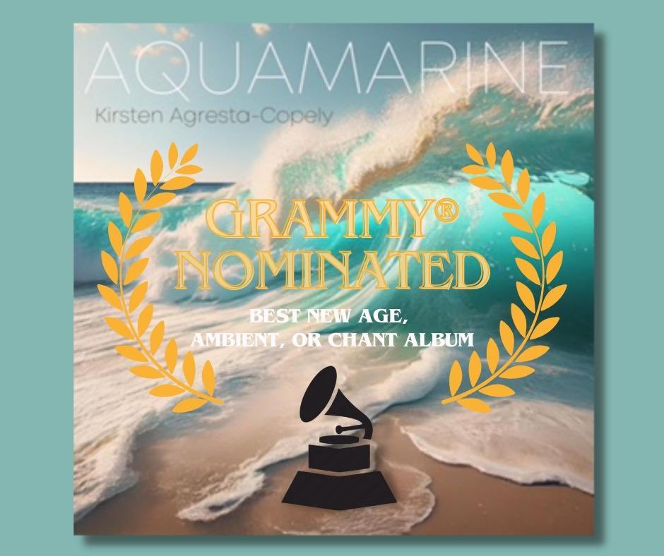 Aquamarine was nominated for a #Grammy!! Best New Age, Ambient or Chant Album 💙🌊🙏 I’m so humbled and grateful - TY to all who supported me on this journey so far! #GRAMMYs #grammynominated #harpist #composer #newagemusic #fyc @RecordingAcad
