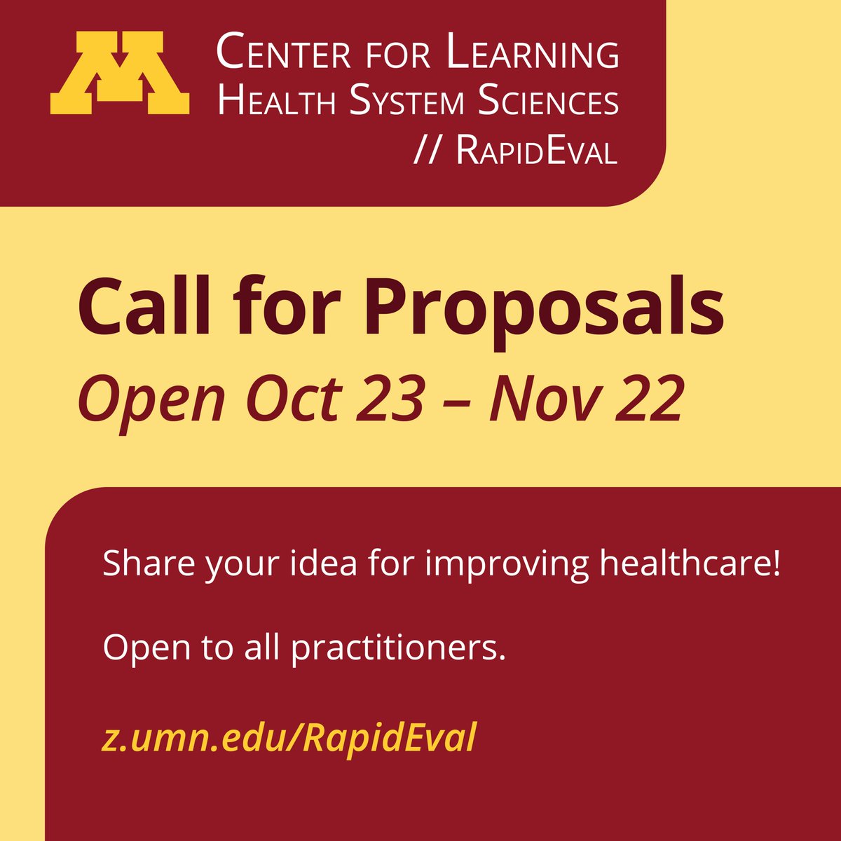 Our RapidEval program provides mentorship, research design expertise, statistical analysis, and other support for accepted projects. Submit your project proposal by November 22, 5pm CST. z.umn.edu/RapidEval