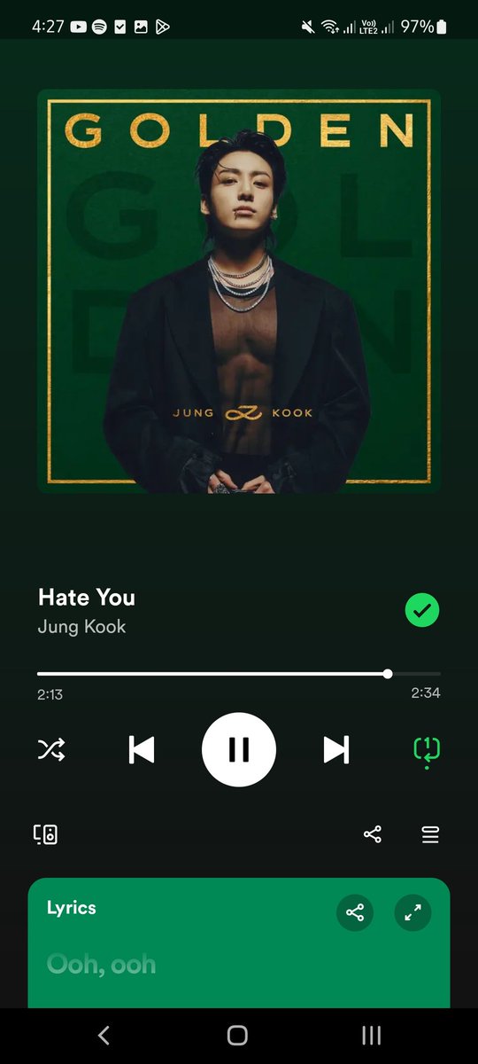 ang_rie_'s tweet photo. Hate You. Lagu favoritku dari album GOLDEN.. suara Jungkook dilagu ini cakep dan dewasa, tambah sedih lagunya 🥲 💜 Hate You tapi Love You jekeyy 😍 #SpotifyxJungKookGiveaway @SpotifyKpop @SpotifyID https://t.co/gKx7WnDA0a