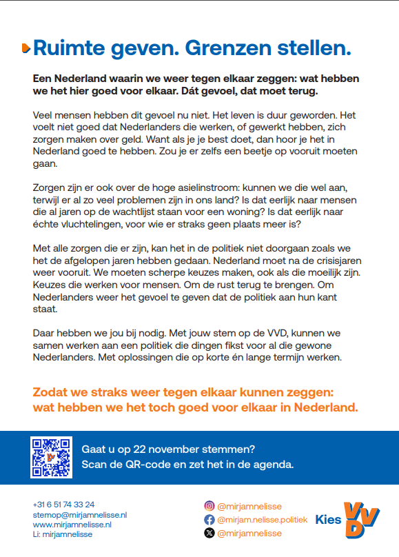 Stem 22 november lijst 1 nummer 47 <a href="/MirjamNelisse/">ir. Mirjam Nelisse</a> 
#StemMirjamdeKamerin