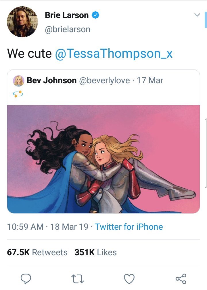 CAPTAlNPUGH's tweet image. nobody: 

brie larson and tessa thompson