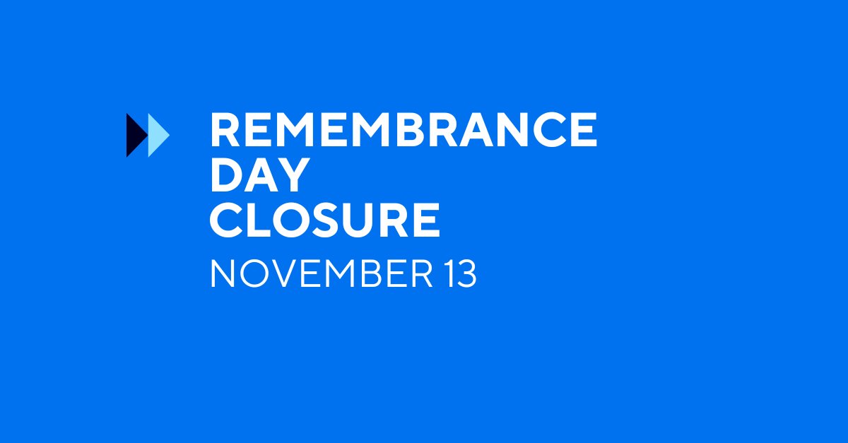 Please be aware that in observance of Remembrance Day, all ATB Financial branches will be closed on Monday, November 13. For your convenience, ATB Client Care (1-800-332-8383), ATB Online and ABMs are available anytime.