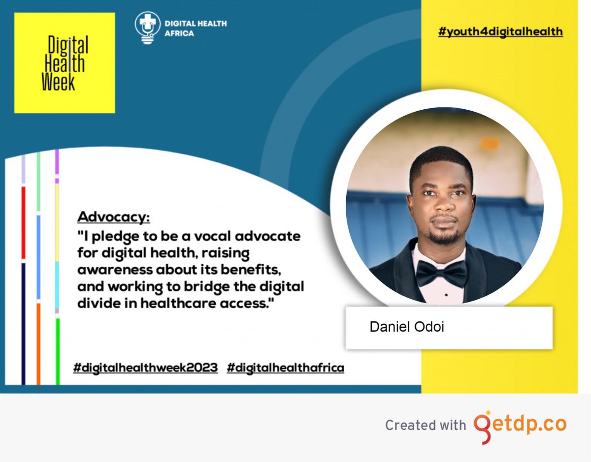 odoidaniel1's tweet image. This Digital health week, I pledge to be a vocal advocate for #digitalhealth, raising awareness about its benefits, and working to bridge the digital divide in healthcare access. #digitalhealthweek2023 

@DIGIhealthAf @yet4uhc @DigHealthRights