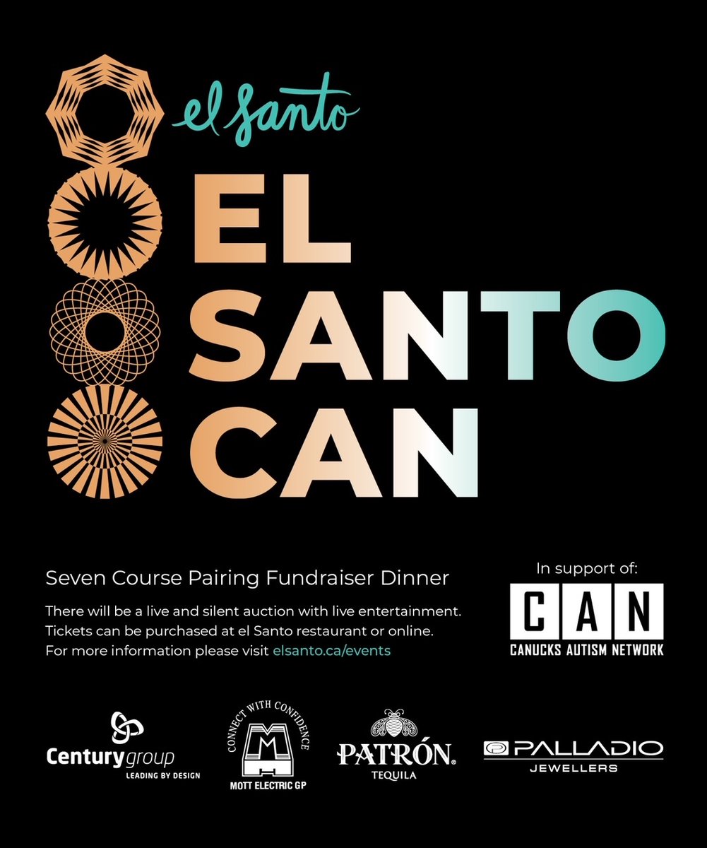 Only a limited number of tickets are available for <a href="/elsantonewwest/">El Santo</a>'s Seven Course dinner event on November 19th, in support of <a href="/canucksautism/">Canucks Autism Network</a>. Find out more: scoutmagazine.ca/2023/11/10/enj…