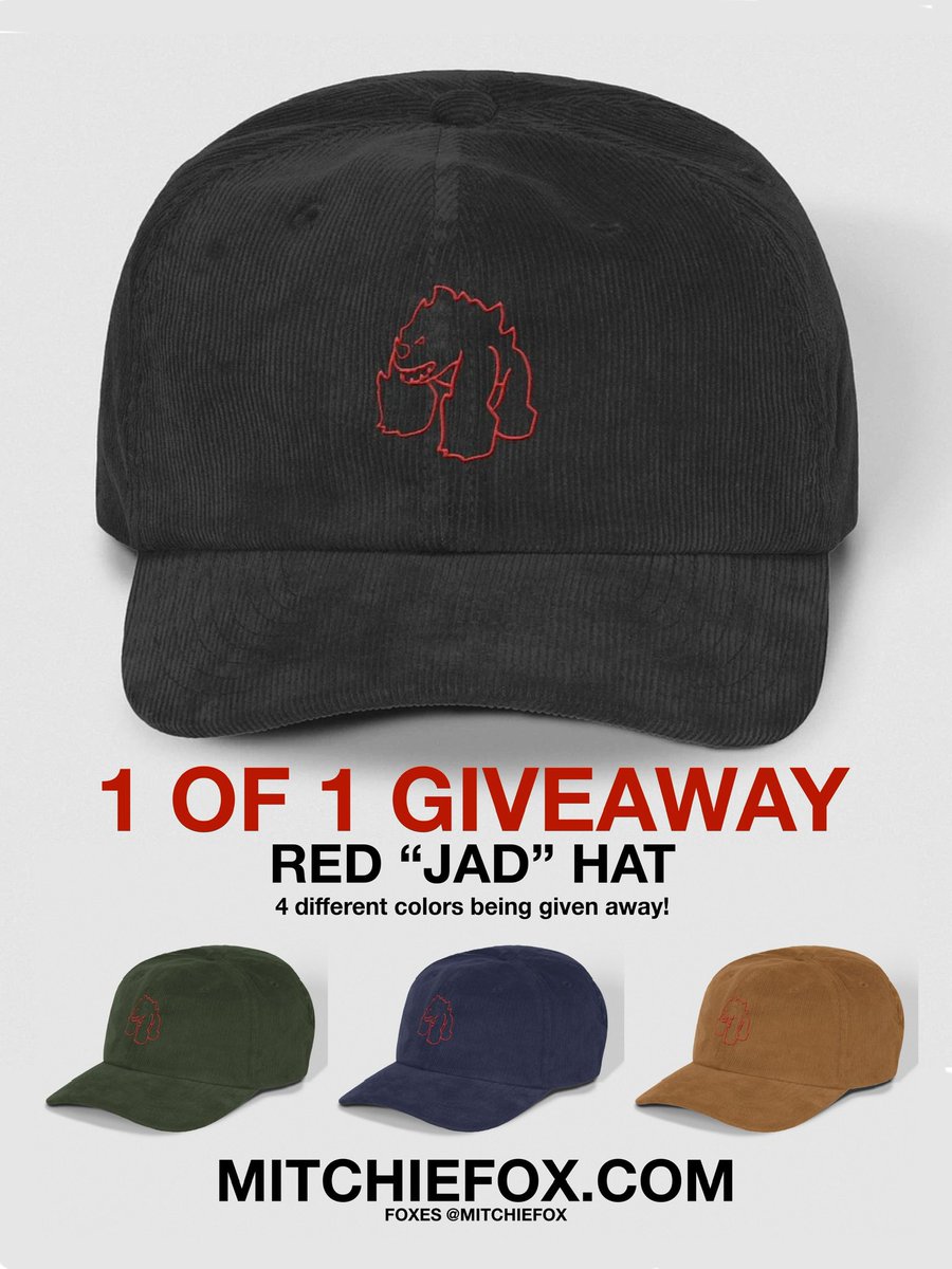 mitchiefox's tweet image. 🚨GIVEAWAY🚨

🔁RETWEET &amp;amp; FOLLOW TO ENTER🔁
1 OF 1 red versions of the Jad hat‼️

Has “1 OF 1” &amp;amp; fox logo on the back!
(All 4 winners picked on 11/25)