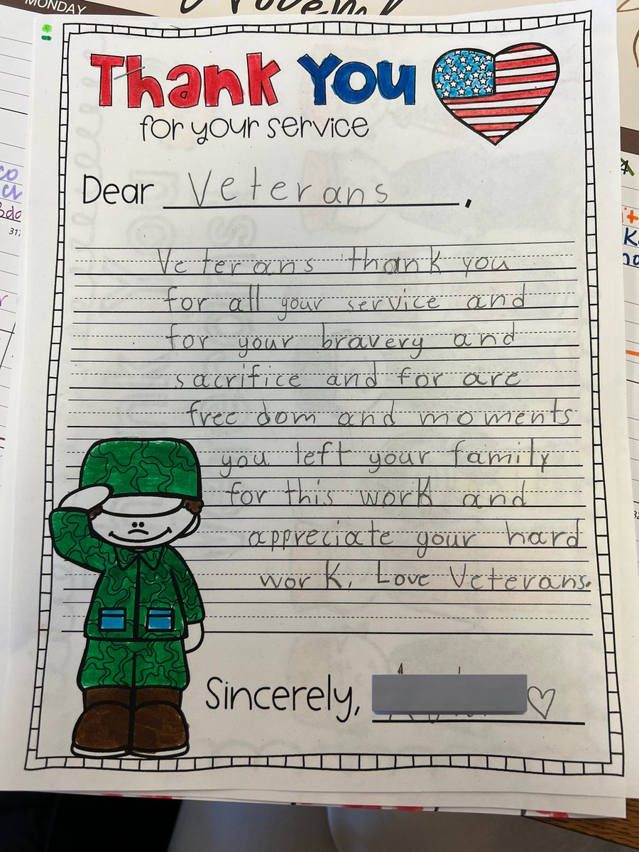 In the season of thankfulness, we spent time today showing our gratitude for the Veterans in our community.  My third graders were so excited to hear that their letters will be given out at the Speedway American Legion’s Veteran’s Day dinner tomorrow night! 🇺🇸