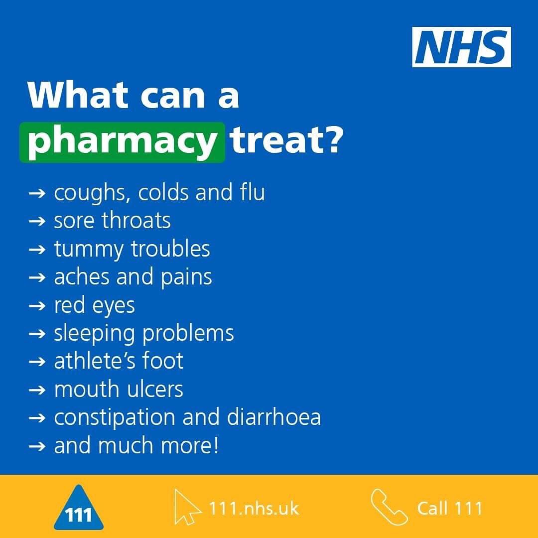 A pharmacist can help with a range of things, including if you run out of medication.

Save yourself a trip to the GP or hospital and check your nearest open pharmacy 🔗 nhs.uk/find-a-pharmacy 

#HelpUsHelpYou
