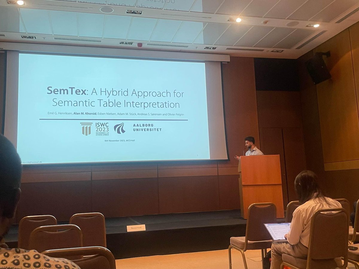 dkw_aau's tweet image. One of our Master students, Alan M. Khorsid, presented their work on &quot;SemTex: A Hybrid Approach for Semantic Table Interpretation&quot; at the #SemTab2023 challenge at #iswc2023 @iswc_conf on Thursday.
➡️Paper available at: csd.uoc.gr/~vefthym/SemTa…
