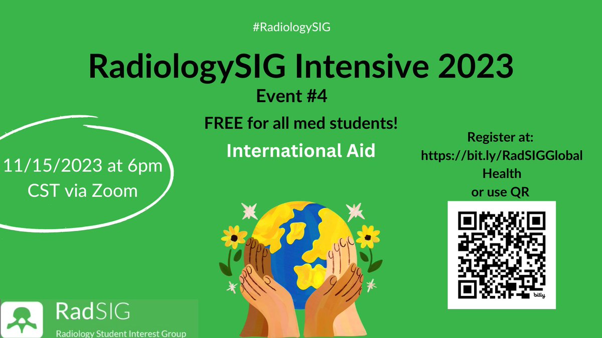 Please join us for the LAST installment of our fall intensive series! Our final event will be on 11/15 at 6pm CST and we will be talking about global health/international aid with Dr. @frankminja! Register: bit.ly/RadSIGGlobalHe… #Futureradres #GlobalHealth #RadiologySIG