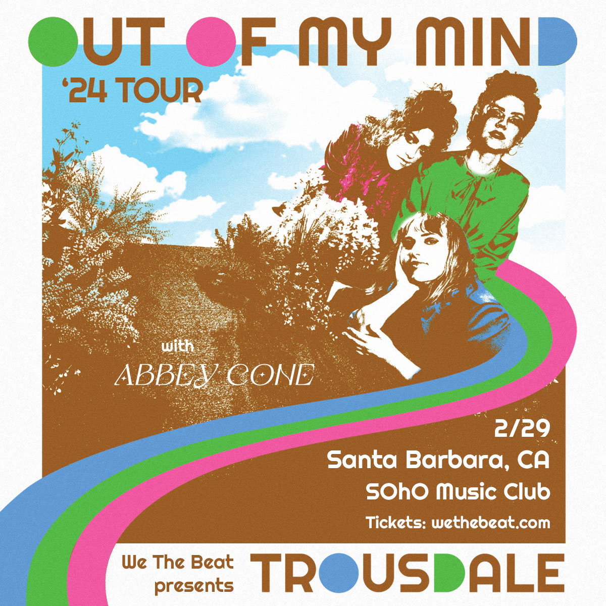 📣 𝐉𝐔𝐒𝐓 𝐀𝐍𝐍𝐎𝐔𝐍𝐂𝐄𝐃 📣

FEB 29, 2024 🤎 Rising LA-based pop-folk trio <a href="/TrousdaleMusic/">Trousdale</a> bring their harmonic heartfelt tunes to <a href="/SOhOSB/">SOhO Santa Barbara</a> in Santa Barbara with support from <a href="/abbeycone/">ABBEY CONE</a>! 

Tickets on sale NOW 🎟️: wethebeat.com