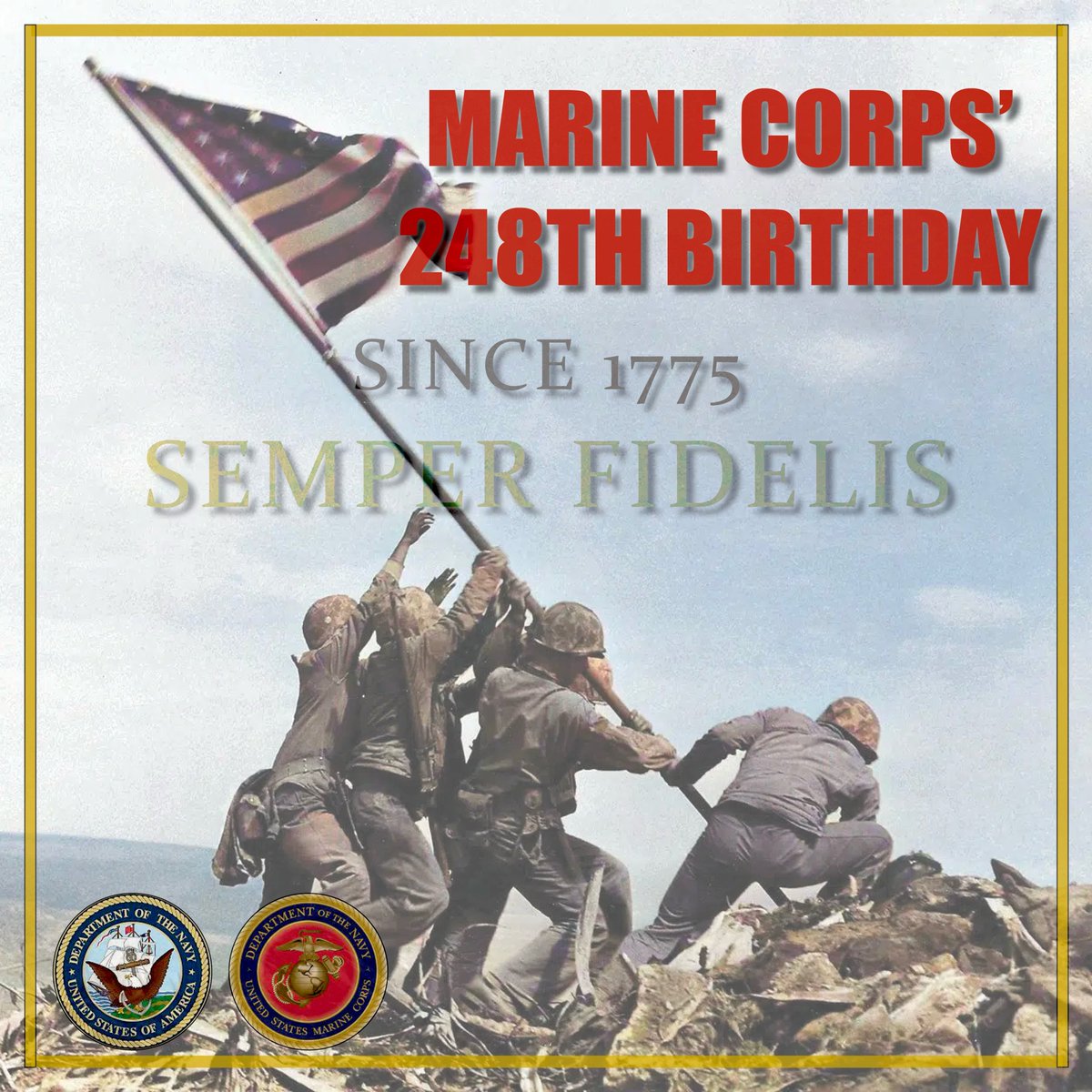 Now, more than ever, our Nation needs a strong @USMC to deter our adversaries around the globe, and if necessary, prevail in conflict. Happy Birthday, Marines. May God continue to watch over you, our Veterans, their families, and the families of those Marines our nation has lost.