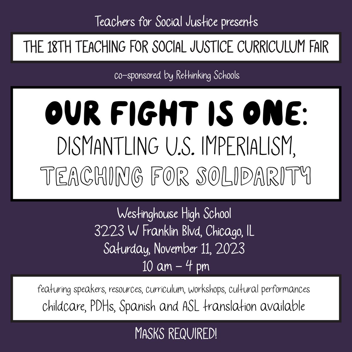 CTULatinx's tweet photo. Gente! We will be at the Teachers for Social Justice Curriculum Fair tomorrow at Westinghouse High School. Register now at https://t.co/ksemOsYxma https://t.co/1ybQRz6HWH