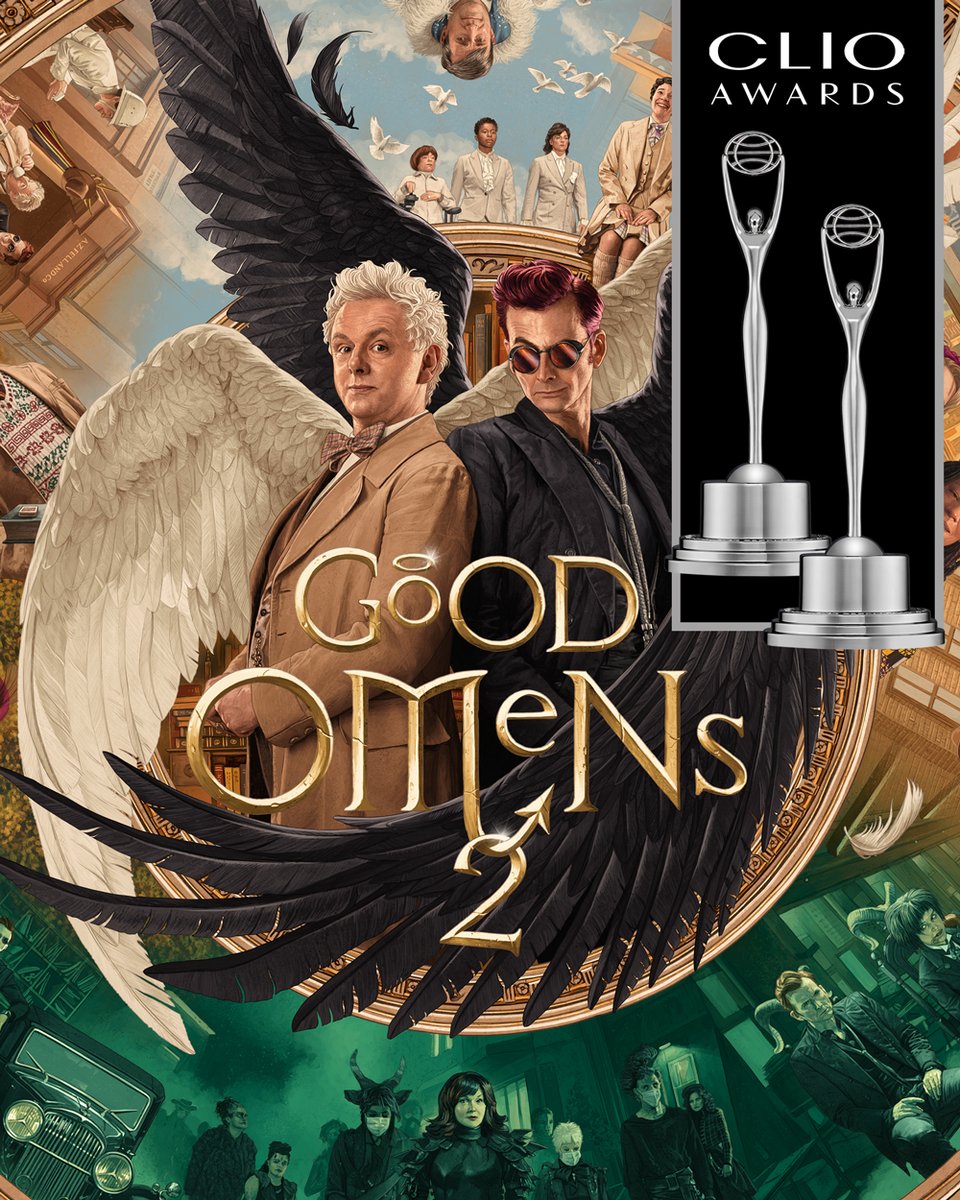 I’m so thrilled to have taken home two silver @clioawards for my work on Good Omens this year. Thanks to <a href="/valspov/">val</a> for her wonderful direction, and <a href="/neilhimself/">Neil Gaiman</a> and @goodomensprime for letting me play in their sandbox.