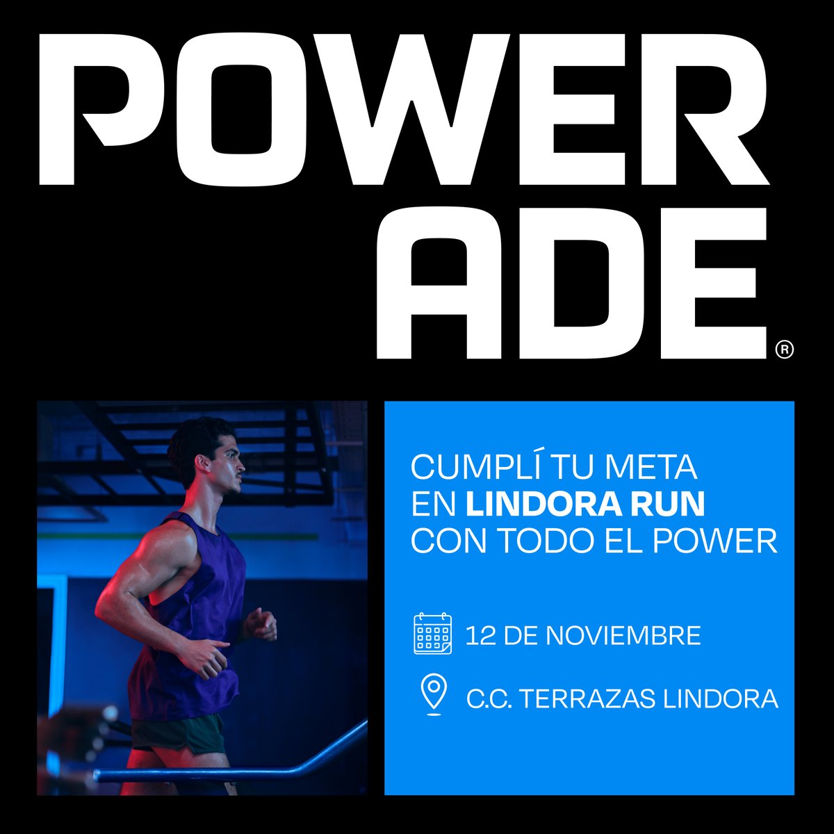 Powerade_CR's tweet photo. Te esperamos en la Lindora Run y rétate a lograr un mejor objetivo.🗓️

Nos vemos este 12 de noviembre, para demostrar lo que llevas dentro. 🏃‍♂️ 🧘

📌Si estás inscrito, retirá tu kit el 10 y 11 de noviembre en el Centro Comercial Terrazas Lindora.

#PausaEsPower 💪 https://t.co/wH9HuuEQ7O