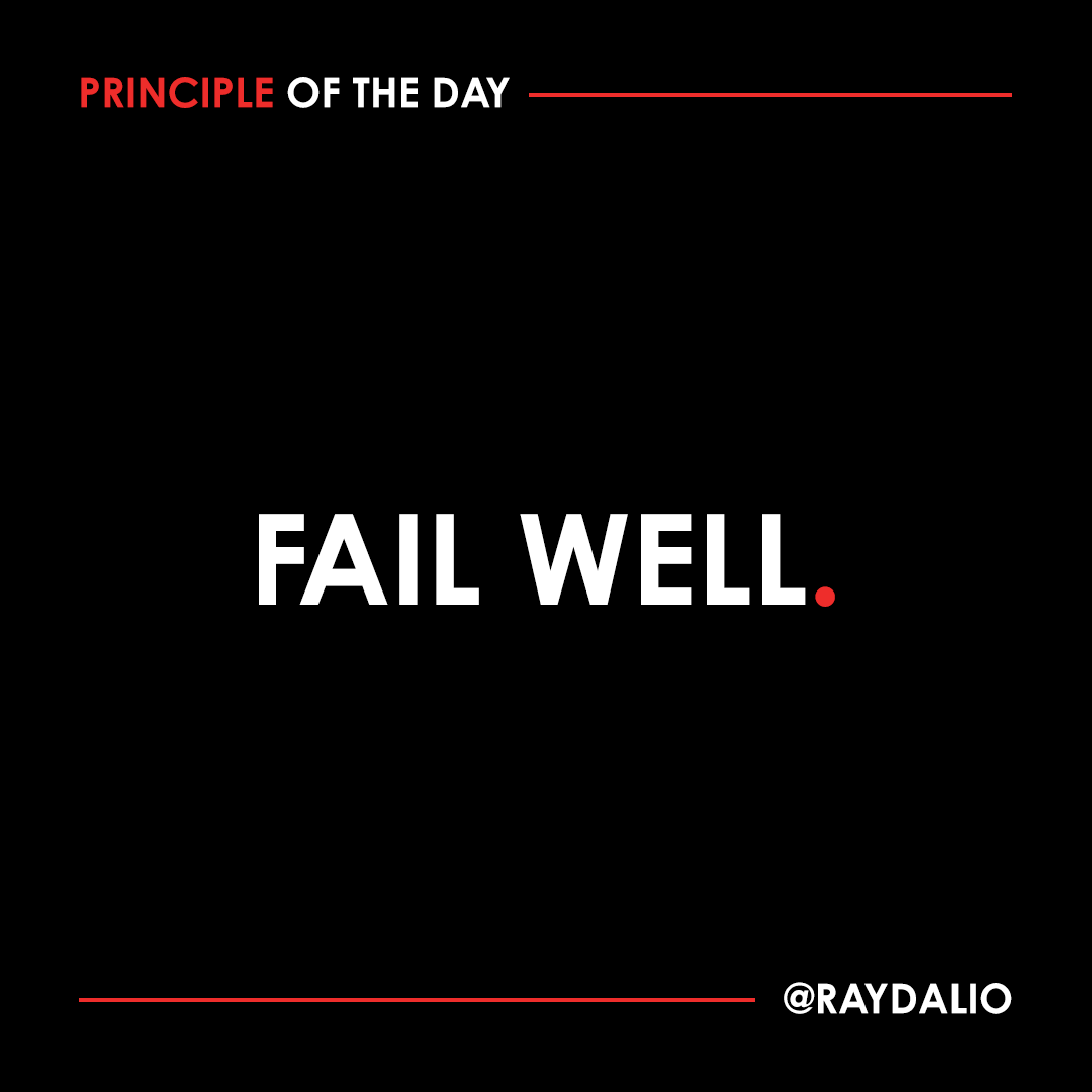 RayDalio's tweet image. Everyone fails. Anyone you see succeeding is only succeeding at the things you&apos;re paying attention to--I guarantee they are also failing at lots of other things. The people I respect most are those who fail well. I respect them even more than those who succeed. That is because…