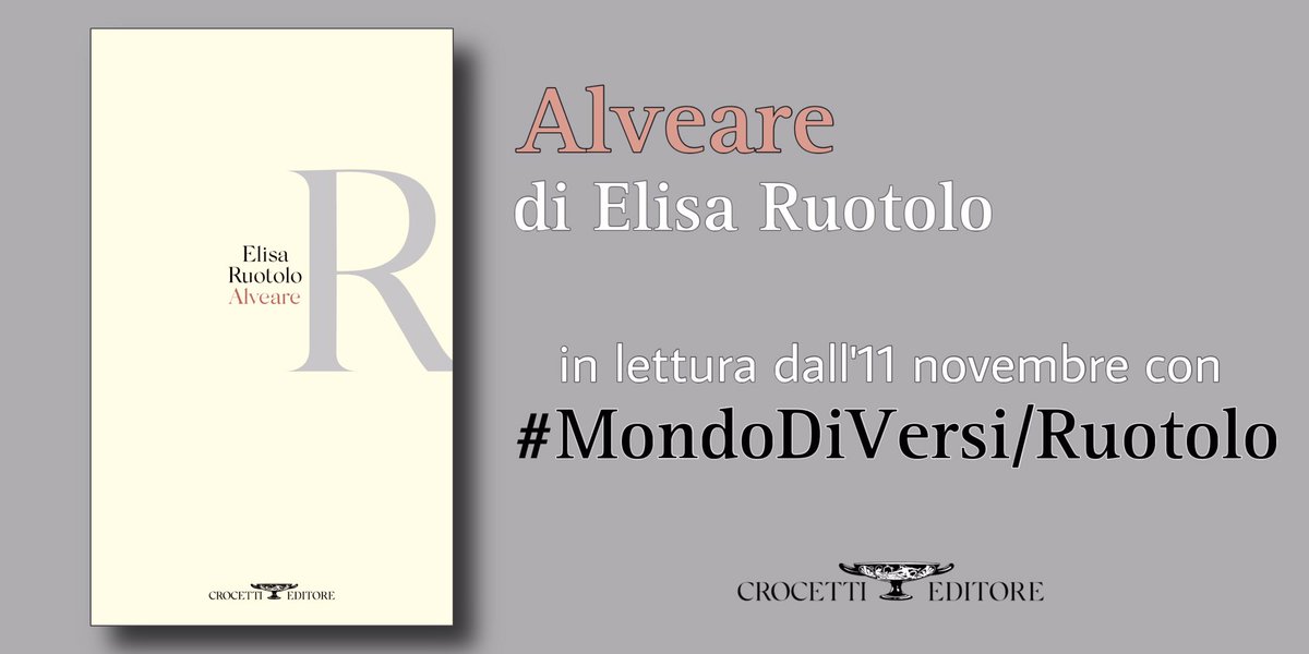 “Il Mondo non è che questo: un enorme Alveare in cui ciascuna vita ha un suo ruolo e un destino ingiustificabile.”

Alveare di Elisa Ruotolo 
è in lettura dall’11 novembre con
#MondoDiVersi/Ruotolo
In collaborazione con #CrocettiPoesia <a href="/crocettieditore/">crocettieditore</a>