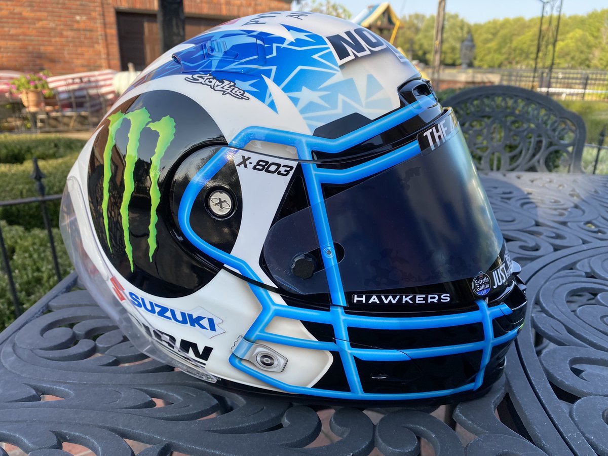 rogerhayden95's tweet photo. Thanks @Rins42 for giving the family his #69 helmet he wore at cota! We really appreciate the helmet and you honoring Nicky! #motogp #rideonekentuckykid #alexrins https://t.co/6AcylxKlhM