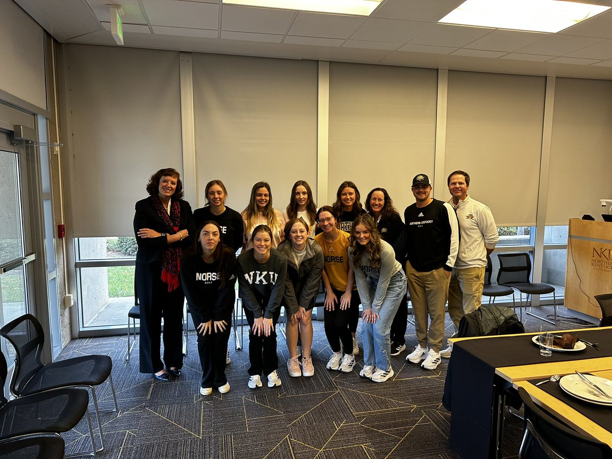 NKU Women's Golf ๐๏ธโโ๏ธ (@nkunorsewgolf) on Twitter photo ๐๐๐๐๐๐๐ ๐๐๐๐ ๐๐๐
This past spring season we received highest team GPA out of the entire athletics department with a ๐.๐๐. We enjoyed having breakfast with our new president, Dr. Cady Short-Thompson!
#NorseUp // <a href="/nkuedu/">Northern Kentucky University</a> // @nkunorse ๐๐๐๐๐๐๐ ๐๐๐๐ ๐๐๐
This past spring season we received highest team GPA out of the entire athletics department with a ๐.๐๐. We enjoyed having breakfast with our new president, Dr. Cady Short-Thompson!
#NorseUp // <a href="/nkuedu/">Northern Kentucky University</a> // @nkunorse