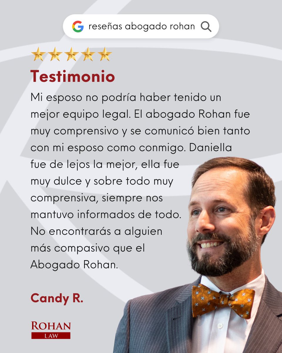 AbogadoRohan's tweet image. Candy, gracias por confiar tu caso a nuestro equipo 🤩. Nos enorgullece brindar a nuestros clientes la mejor representación legal posible, por lo que siempre es un placer escuchar comentarios tan positivos. #clientefeliz 

☎️ Llámanos al📲 404.923.0446 para tu consulta GRATIS.