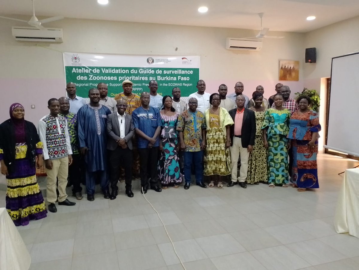 #PriorityZoonoses 10 November 2023, #Ouagadougou - We organized a workshop on the validation of national guidelines for integrated surveillance of the priority zoonotic diseases in Burkina Faso, with the #NOHCP, #MoL, #MoH, #MoE, @GIZburkina @kombassere @RabiesFreeBF