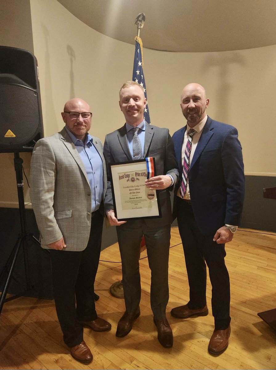 OFFICER OF THE YEAR: The Ferndale Police Department is proud to name Officer Joseph Milobar as Officer of the Year. Ofc Milobar was recognized last night at the annual Elks Award Banquet. Congratulations!