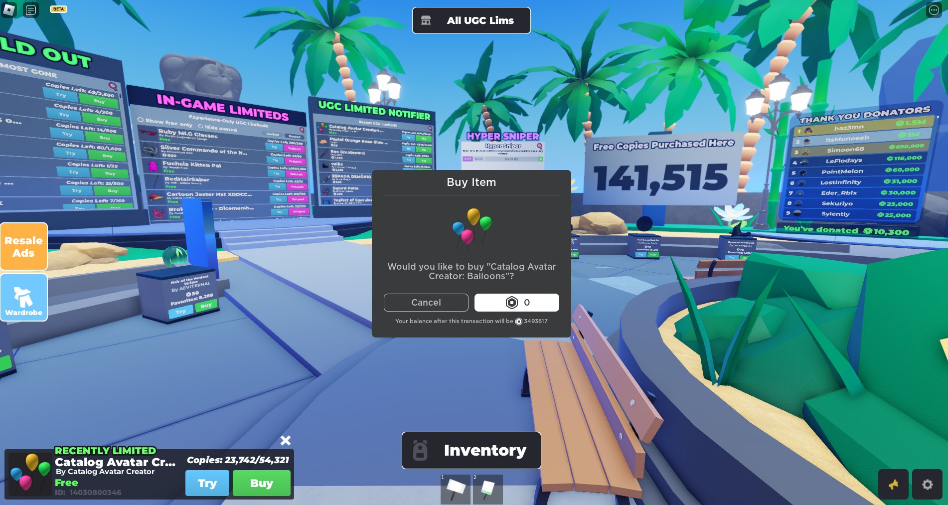 xiaoleung  Roblox Inventory History August 23, 2022 - Rolimon's