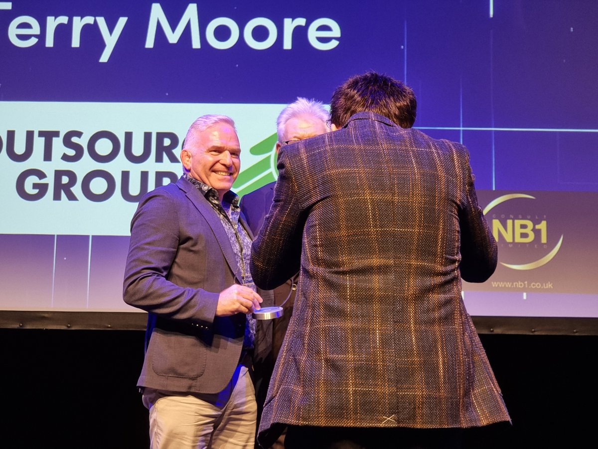 And Terry Moore of <a href="/OutsourceNI/">Outsource Group</a> wins the outstanding contributor <a href="/BelTel/">Belfast Telegraph</a> #ITAwards2023