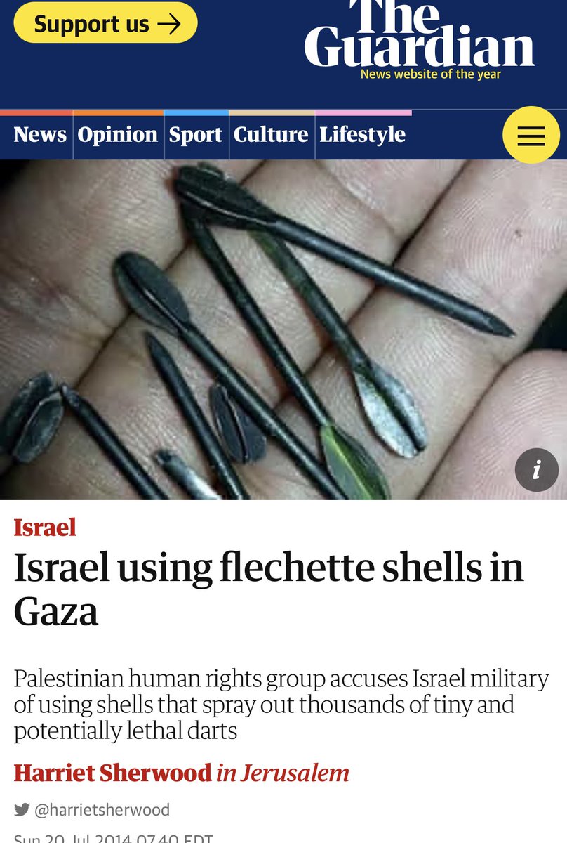 Every time Israel denies the use of banned weapons of war, Palestinians inevitably produce the proof in short order.

Just remember that, as a principle.

theguardian.com/world/2014/jul…