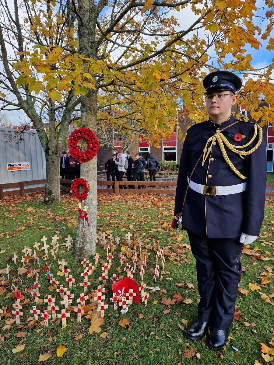 MariaLMawson's tweet photo. @DominicFarrell My friends son, Jack, played the last post at my daughters school today in Dorset.  They also observed a two minute silence and placed tributes across the school. https://t.co/MFAGOeKtYT