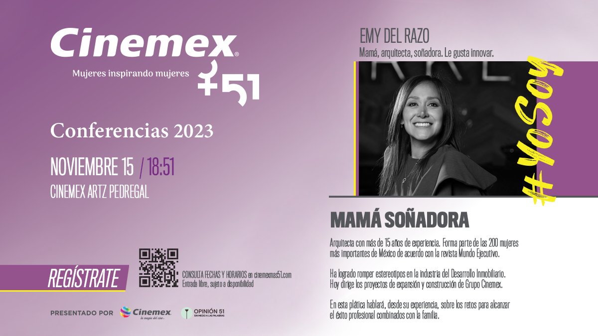 cinemexmas51's tweet photo. ¡Te invitamos a la conferencia "Mamá Soñadora" de Emy del Razo! ¿Quieres descubrir cómo Emy del Razo ha transformado sus sueños en realidad mientras cuida de su familia? No te pierdas esta oportunidad, regístrate en https://t.co/qQG2d8S7dR https://t.co/L8Pr0AAiZv