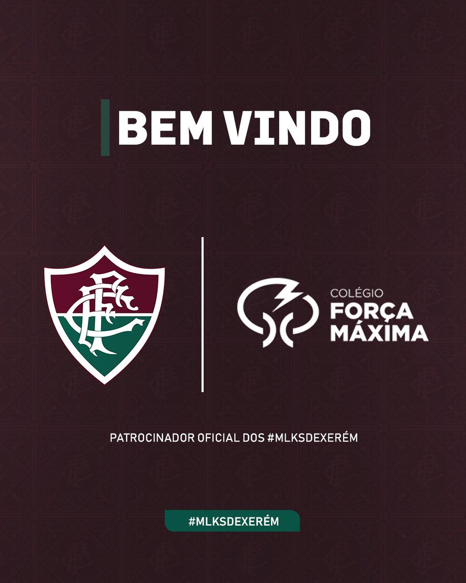 FluminenseFC's tweet photo. O Colégio Força Máxima é o novo parceiro do Fluminense! Com o projeto, os #MlksDeXerém terão acesso a uma formação acadêmica sólida enquanto aprimoram suas habilidades no futebol.
A iniciativa reforça o compromisso das duas instituições em formar, além de atletas de sucesso, cidadãos bem-educados e responsáveis. Bem-vindos!

Saiba mais >> https://t.co/tgwrsj0VQX