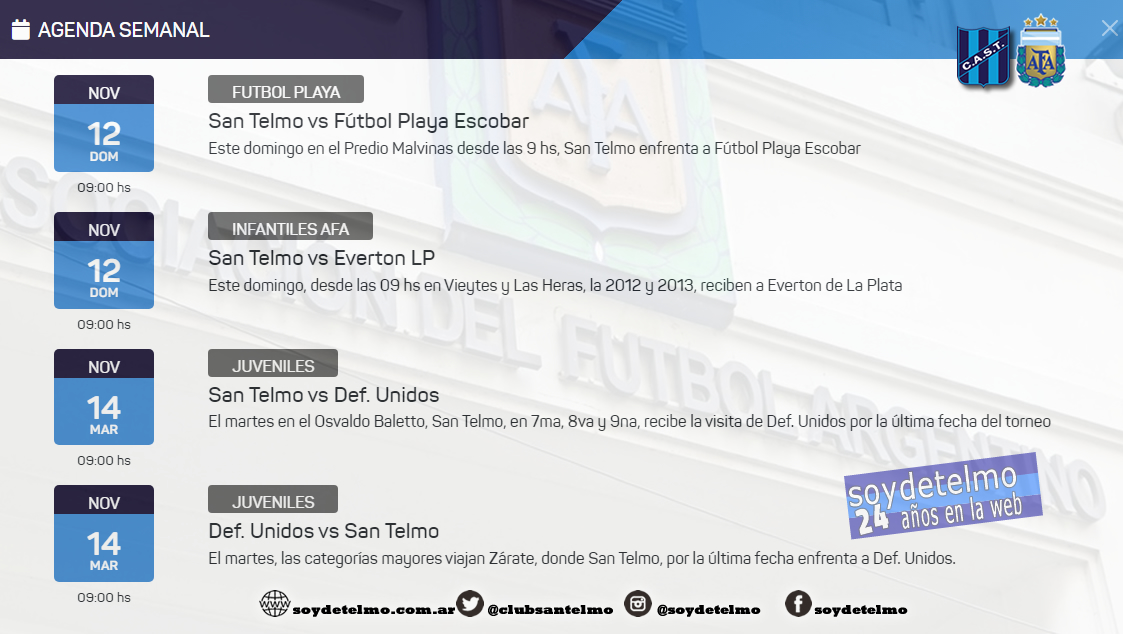 clubsantelmo's tweet photo. 🗓️ #Agenda #Candombera #Futbol de #AFA
🌐 https://t.co/C1lyliCaa0 https://t.co/CXInf0m55F