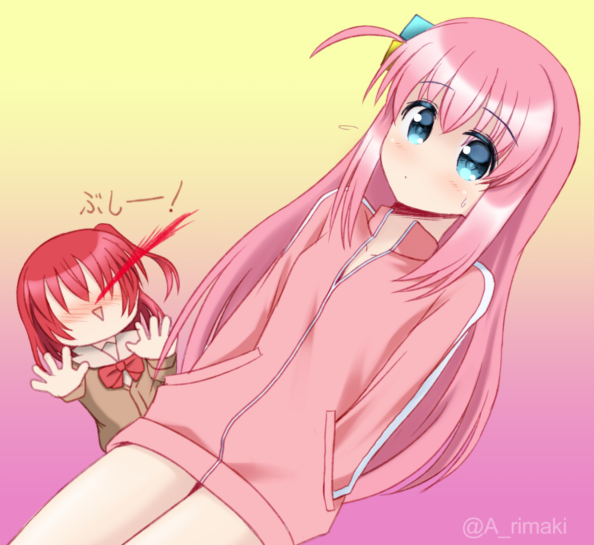 ぼっちちゃん「裸ジャージの ぼっちちゃん描きました! #ぼっち・ざ・ろっく #後藤ひとり #喜」|蒼野リマキ@お絵描き㌠のイラスト