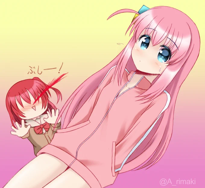 裸ジャージの ぼっちちゃん描きました! #ぼっち・ざ・ろっく #後藤ひとり #喜多郁代 #ぼ喜多 