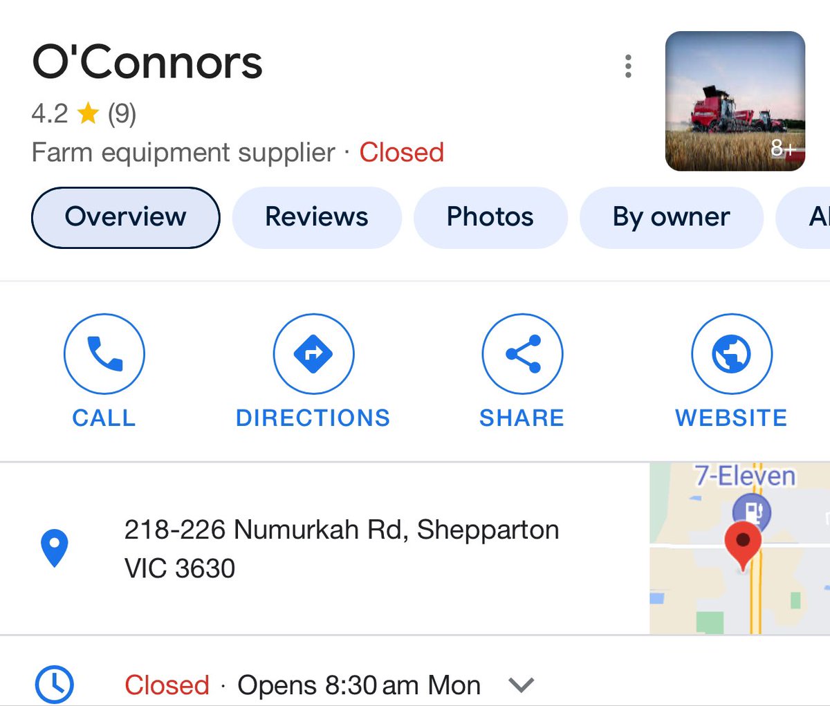 Surely we are classified to be in harvest season and Oconnors can open on a Saturday?????
Phone call goes straight to after hours with call-out fee. 
I might start having weekends off 😂