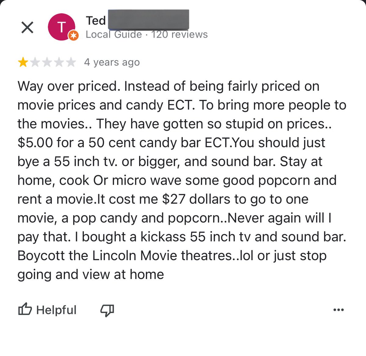 buy a 55 inch TV and a sound bar instead of going to the movies