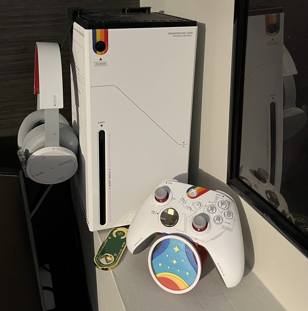 Enjoying the recent addition; a console wrap from <a href="/Xbox/">Xbox</a>. Early opinion: wonderful appearance paired with a solution that is more sustainable than special edition consoles. Good job! #sustainablegaming #xbox #console #seriesX