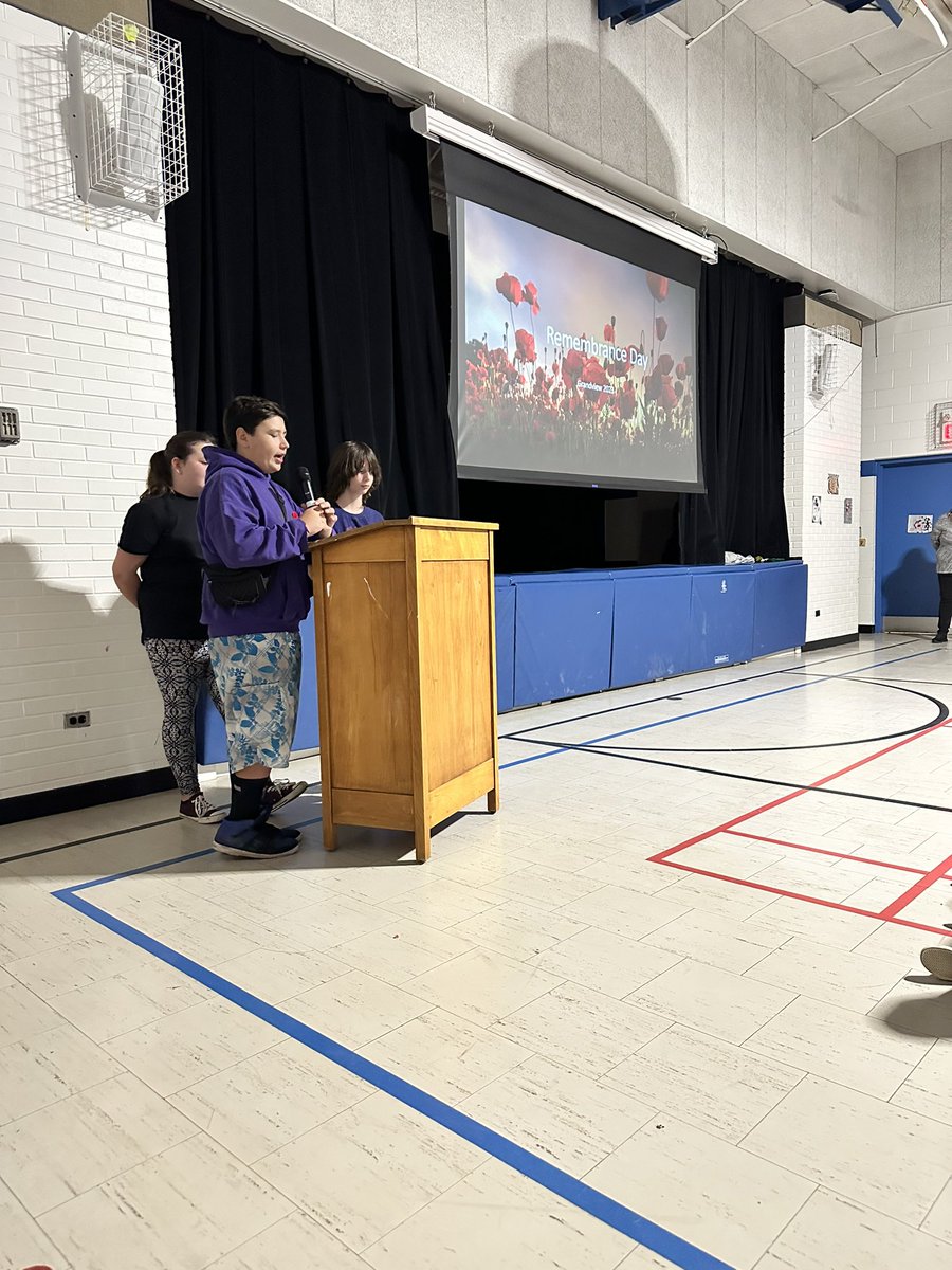 Proud Principal post! Our students led our entire Remembrance Day service today! It was a beautiful tribute to our veterans. Thanks to our incredible educators who supported the students with this important learning. I was so proud of our students today! @GEDSB
