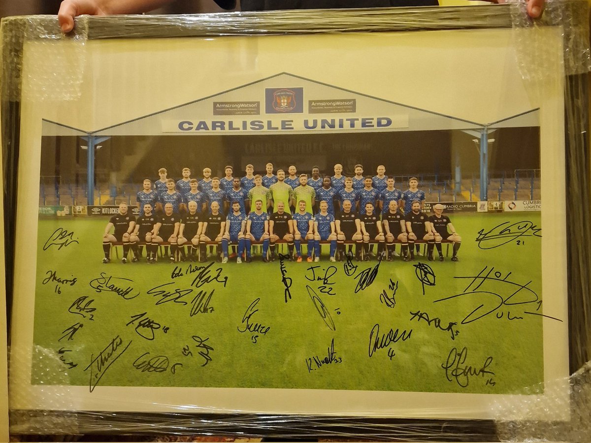 A huge shout out to Armstrong Watson accountants who sponsor Carlisle United. They contacted me &amp; said they'd seen Jack's story and would like to donate this framed &amp; signed team photo to Jack. We picked it up on our way home today. Thank you so much 💙 #cufc