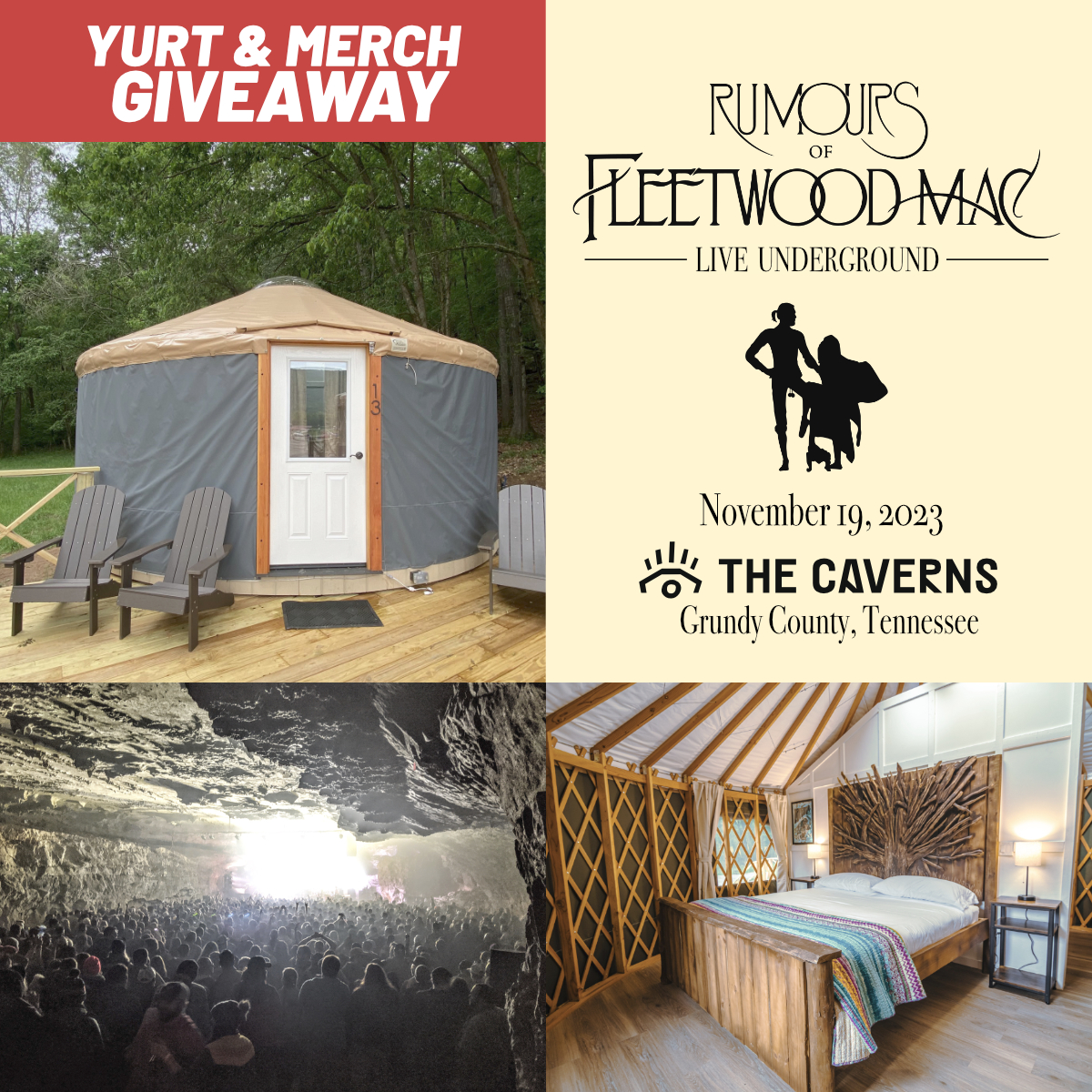 Win an epic VIP Yurt package to see Rumours of Fleetwood Mac on 11/19! 1) Like and Tag a friend in the comments. 2) Complete this entry form by 11/13 at 11:59p CT: forms.gle/on3ZbnbJdgfQYg… A winner will be chosen 11/14. Get tickets now: tixr.com/e/76026