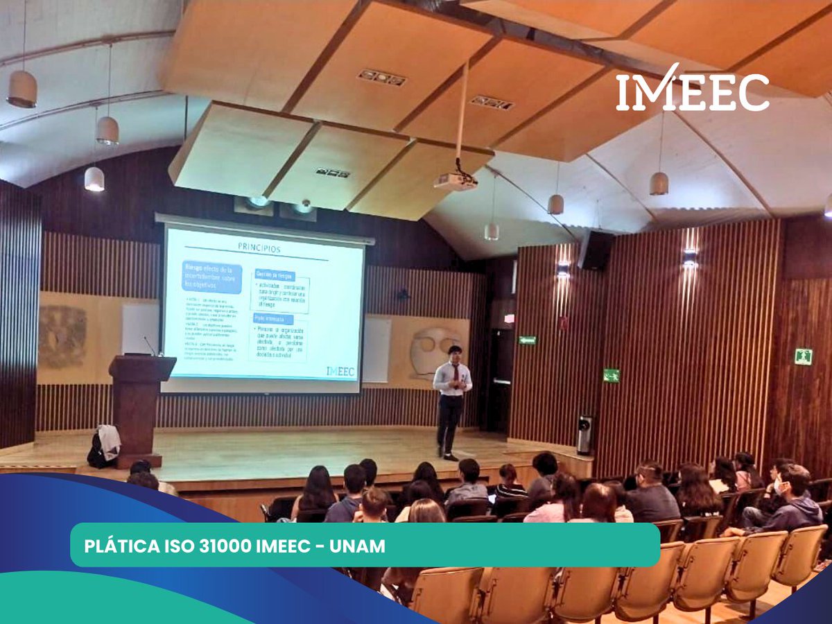 IMNC_MX's tweet photo. Expertos del IMEEC, impartieron una plática de Gestión de Riesgos ISO 31000 a personal docente y alumnos de la facultad de química de la UNAM. Gracias por su recibimiento en la máxima casa de estudios. 
#imeec #FacultadDeQuimica #UNAM #México #ISO31000 #alumnos #gestiónderiesgos https://t.co/4ZkCMjNTQP