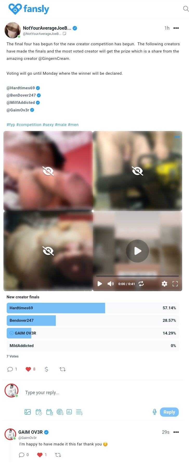 ITS THE FINALS!! #contest #fyp #bbc #black #male #fanlsy #adult #onlyfans #xxx #sexy #gay #lgbtq I need your help please vote 🗳 https://t.co/65feZ1bdgN https://t.co/e0i8qSpE0o