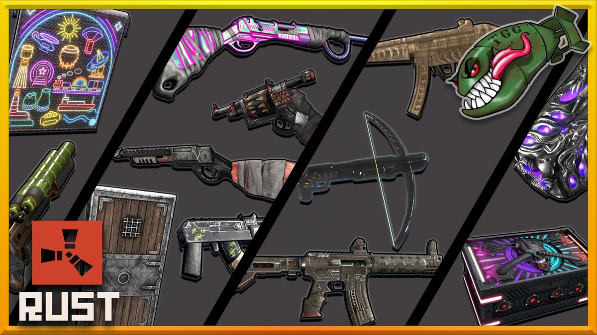 Check out this week's limited <a href="/playrust/">Rust</a> skins with me youtu.be/rW1Pr6Be6Ao #Rust #rustskins get them here- store.steampowered.com/itemstore/2524…