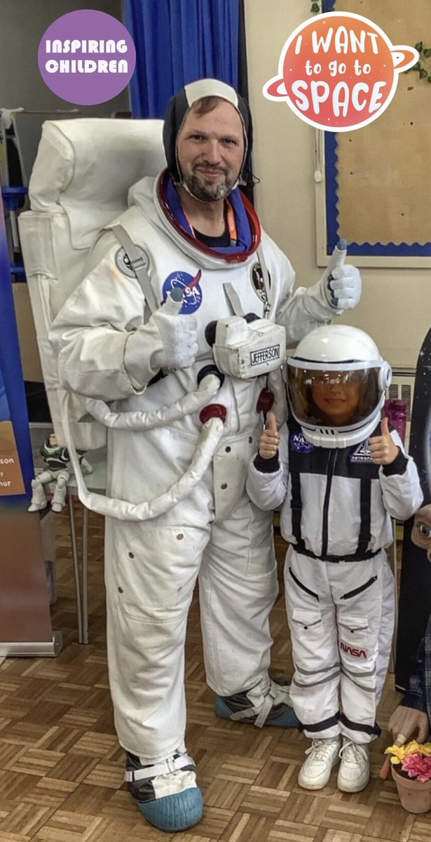 One of the great pleasures of teaching space to children is seeing their faces when they talk about space and how they want to be astronauts in the future ❤️ love this pic from a recent visit. #inspire #herarising #girlsinspace #medwayspaceman #teach
