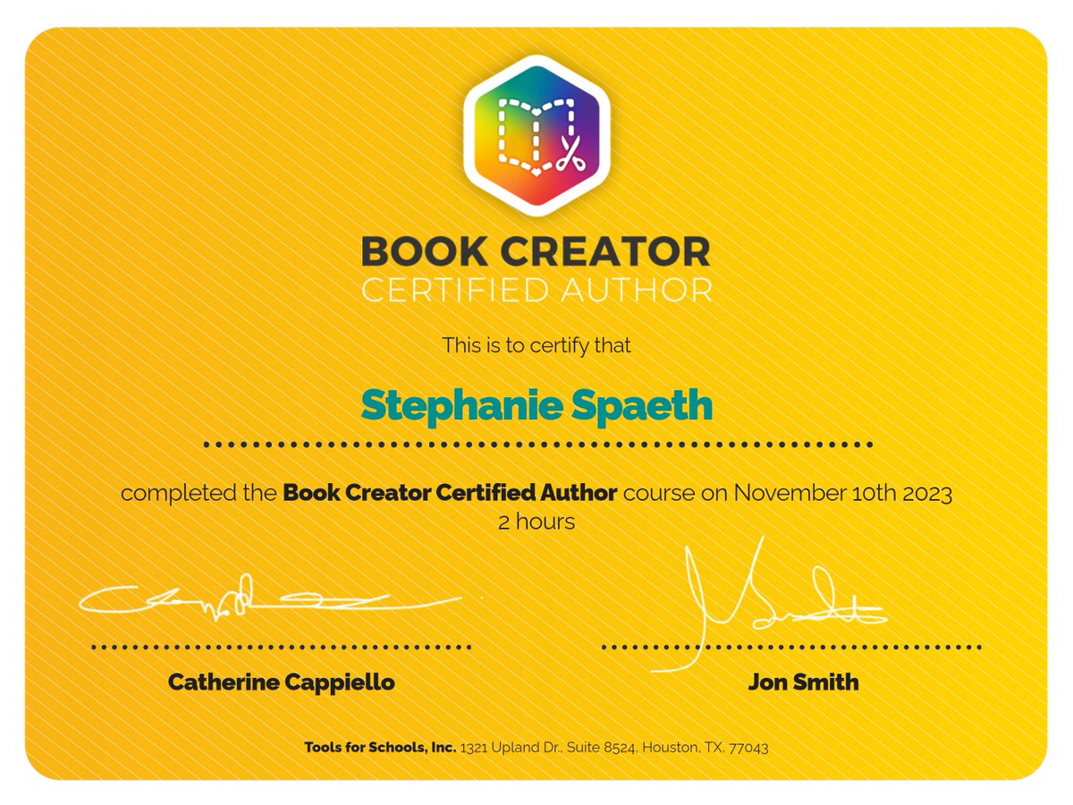 I am officially a Book Creator Certified Author! I am so excited to share my knowledge with my teachers! @BookCreatorApp @BookCreator_Cat @DigitalGISD