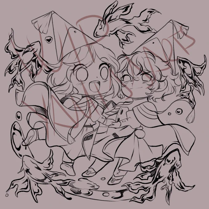 This is a Wip chibi based in one of my fav panels of Vol 11 from manga with Coco and Agott #witchhatatelier #Δ帽子 #art #chibi 