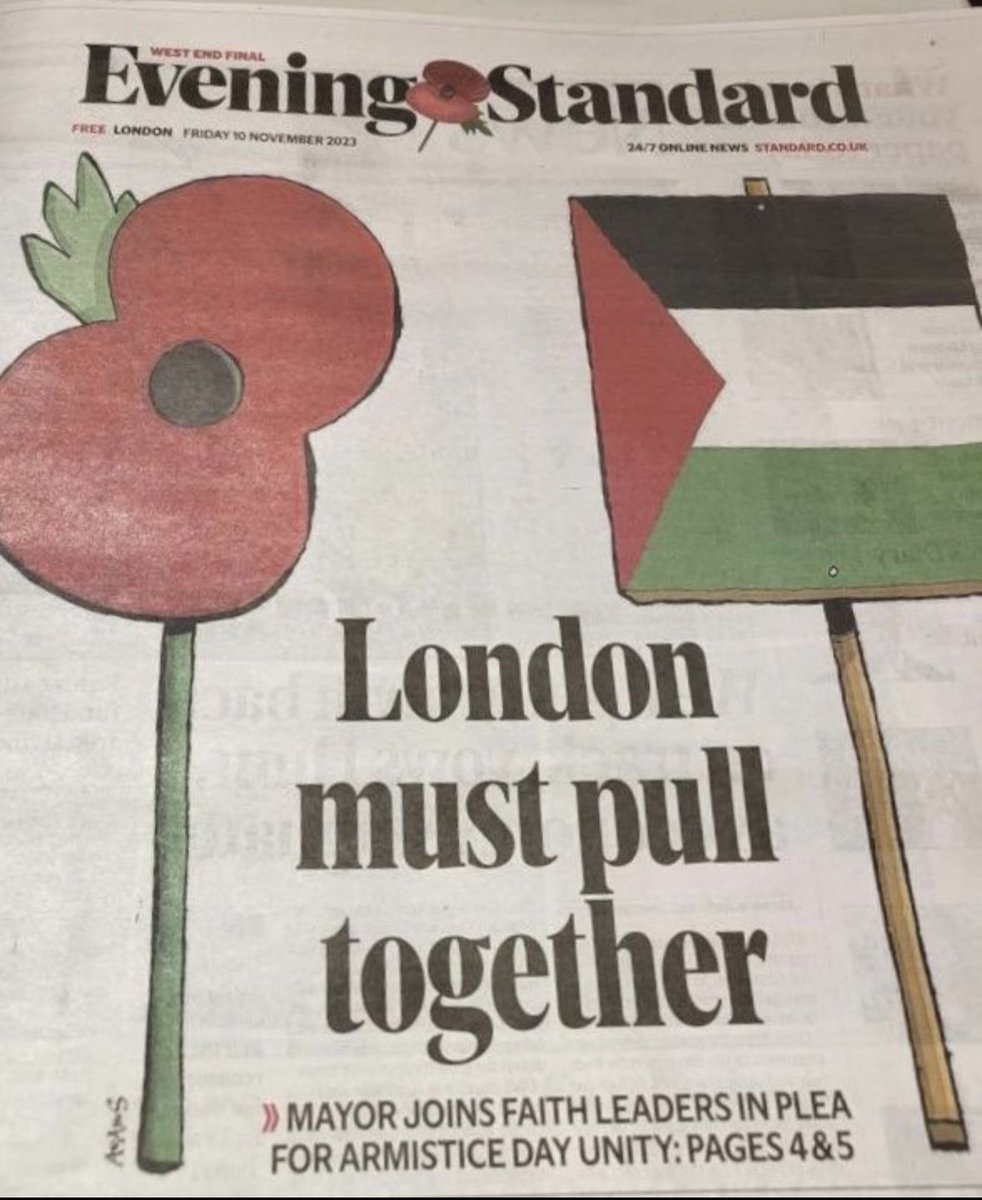 London’s once-great newspaper the @EveningStandard just shamefully took a pro-Palestine position on Remembrance At a stroke, it also totally alienated the capital’s Jewish population. Utterly grotesque